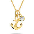 Ocean | Deep Blue 14K Lab Diamond Mini Anchor Necklace