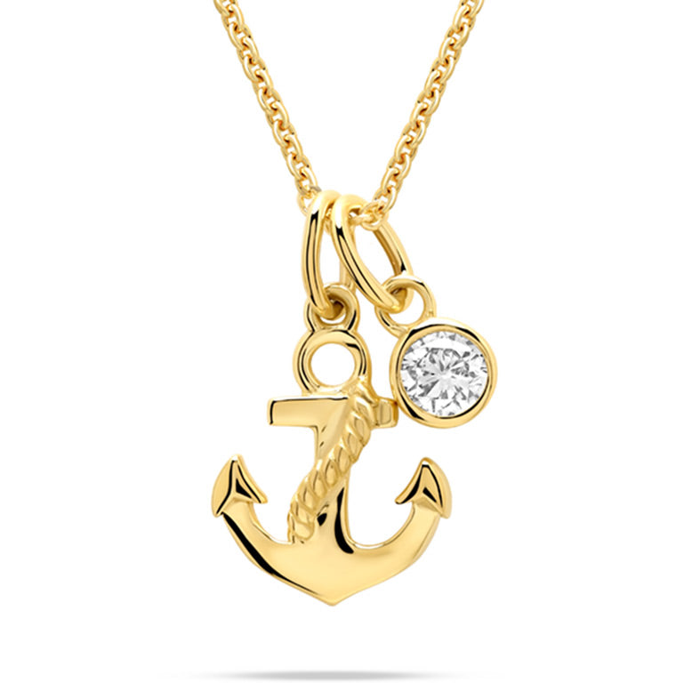 Ocean | Deep Blue 14K Lab Diamond Mini Anchor Necklace