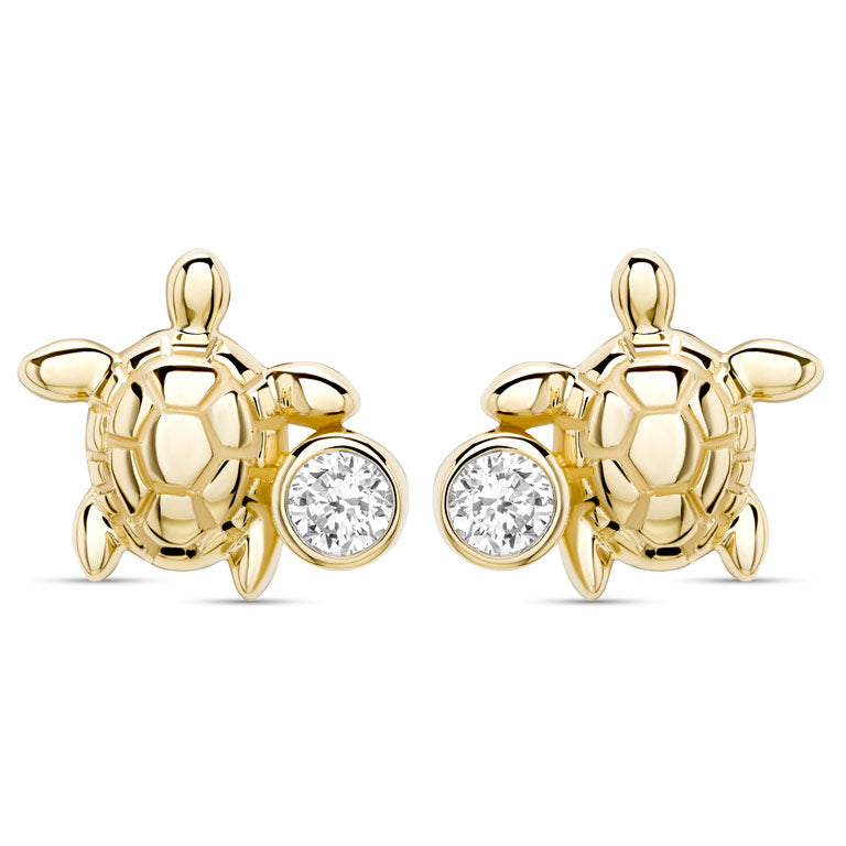 Ocean | Deep Blue Lab Diamond Mini Turtle Stud Earrings