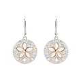 Ocean | Deep Blue Silver White Swarovski Crystal Sand Dollar Drop Earrings Rose Plate