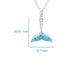 Silver mermaid tail pendant necklace with light blue rhinestones, shown on a white background with dimension lines indicating 20.01 mm height and 12.