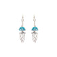 A pair of silver dangle earrings featuring a blue and clear rhinestone jellyfish charm with dangling silver tentacles, shown on a plain white background.