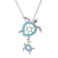 Ocean | Deep Blue Sterling Silver Aqua Crystal Turtle Necklace
