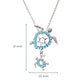 Silver turtle pendant necklace with blue rhinestone accents and a smaller dangling turtle charm, shown on a white background with measurement lines indicating 31 mm height and 20 mm width.