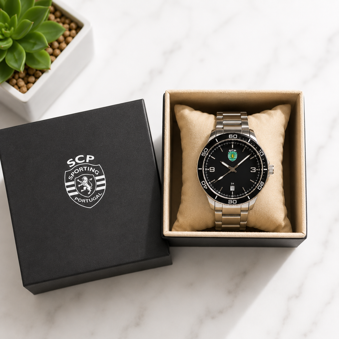 Official Licensed Portuguese Football | SCP-0008 Sporting CP Soccer Watch Stainless Steel Bracelet