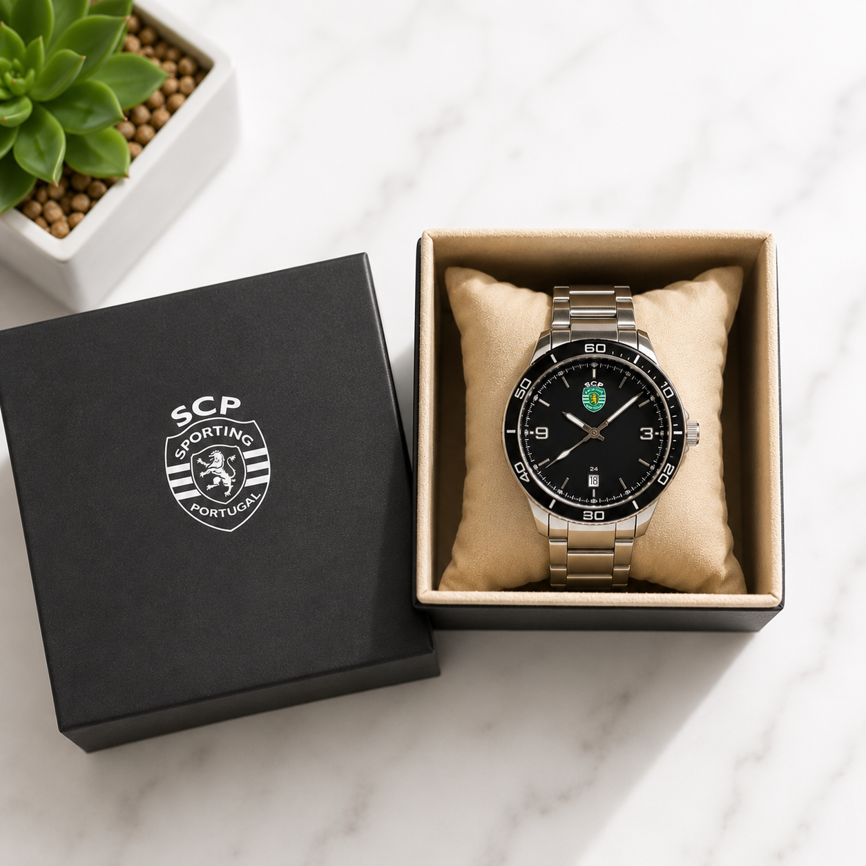 Official Licensed Portuguese Football | SCP-0008 Sporting CP Soccer Watch Stainless Steel Bracelet
