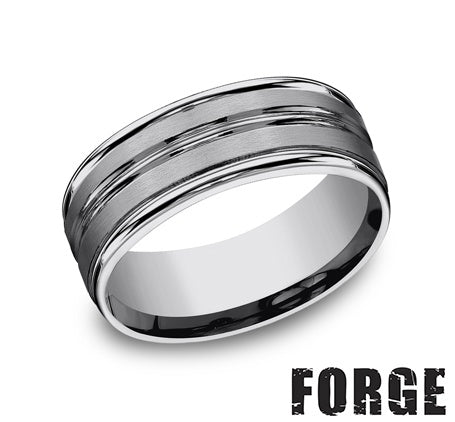 Benchmark RECF58180TG10 mens size 10 two tone cobalt chrome wedding band