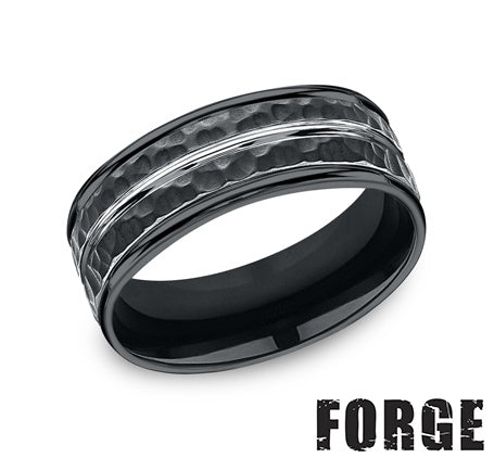 Benchmark | Men’s Cobalt Chrome Wedding Band – Brushed Finish with Polished Edges (Size 10) (RECF58186CC10)