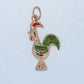 Rooster Charm (Galo de Barcelos) Pendant 19.2K Portuguese Gold Large Green