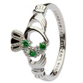 ShanOre | Sterling Silver Green CZ Claddagh Ring