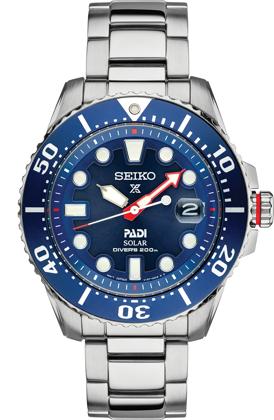 Seiko | SNE549 Prospex Men's Solar Stainless Steel Blue Solar Diver PADI Special Edition Watch
