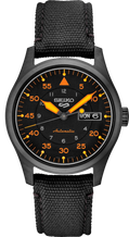 Seiko | SRPH33 Seiko 5 Sport Black Dial and Orange Markers with Black Nylon Strap