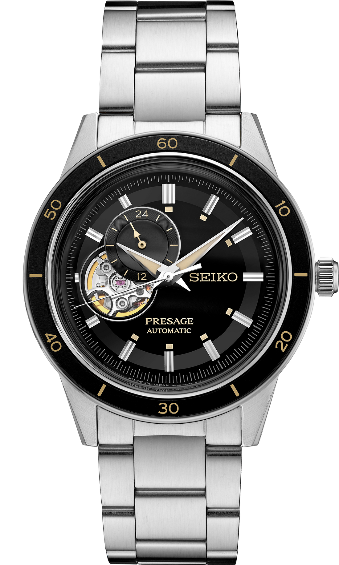 Seiko | SSA425 Presage Style 60s SS Automatic Black Dial Stainless Steel Watch