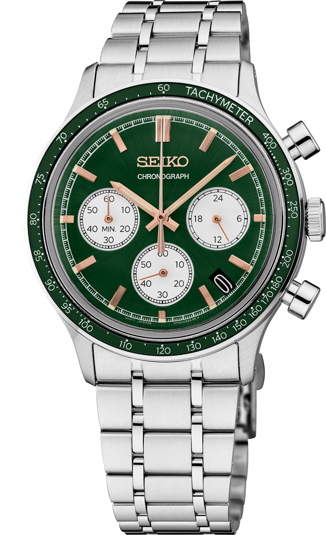 Seiko | Essentials Stainless Steel Quartz Chronograph Green Dial Watch SSB481