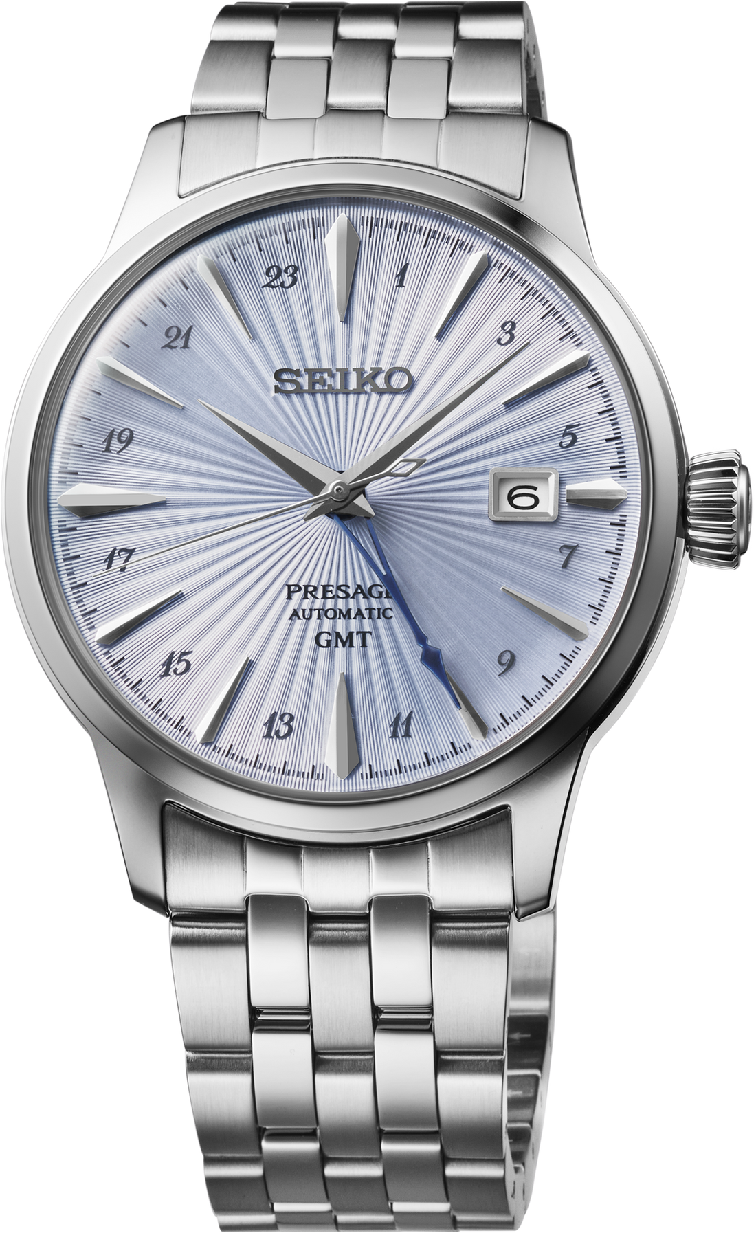 Seiko | SSK037 Presage Cocktail Time SS Automatic GMT Light Blue Dial