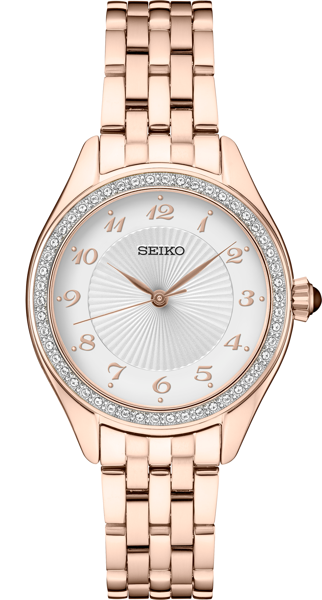 Seiko | Seiko SUR396 Rose Gold Tone Crystal Bezel Quartz Watch