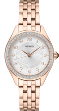 Seiko | Seiko SUR396 Rose Gold Tone Crystal Bezel Quartz Watch