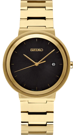 Seiko | Essentials SS GP Quartz Black Dial SUR488