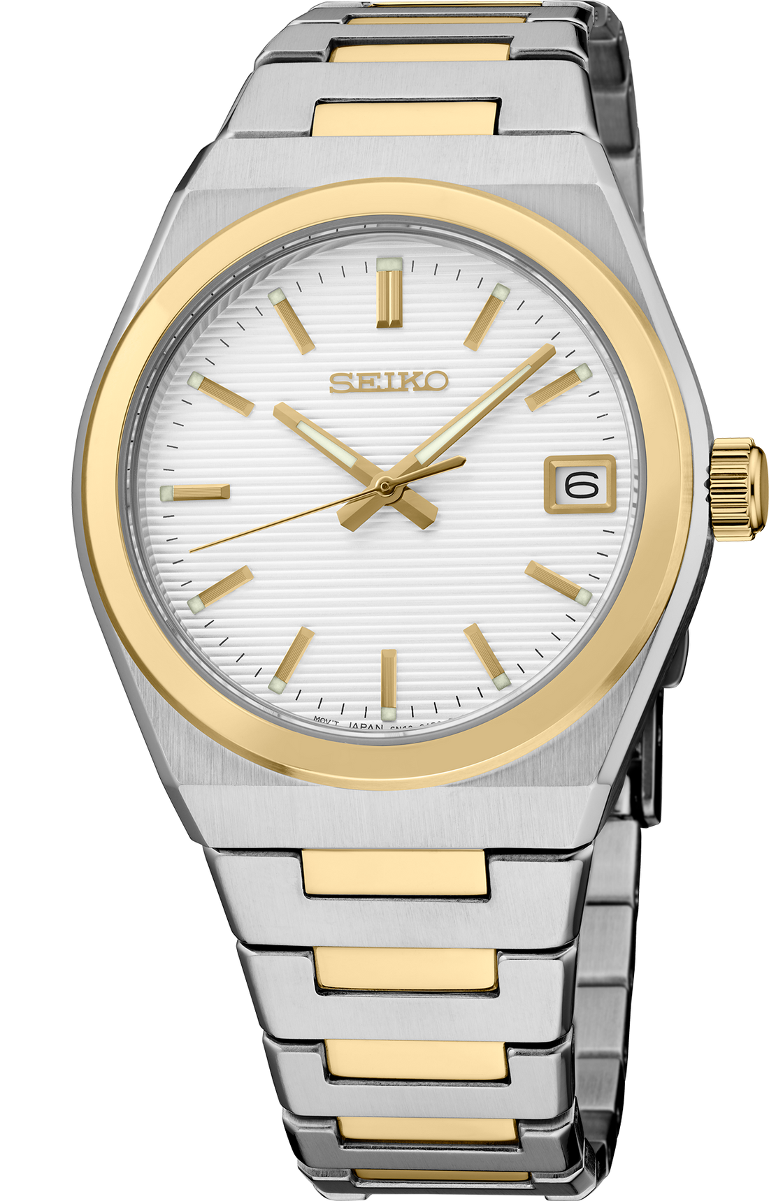 Seiko | SUR578 Essentials 34 mm Two Tone Steel White Quartz Watch