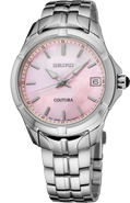 Seiko Coutura SS Quartz Pink MOP Dial Watch SUR585