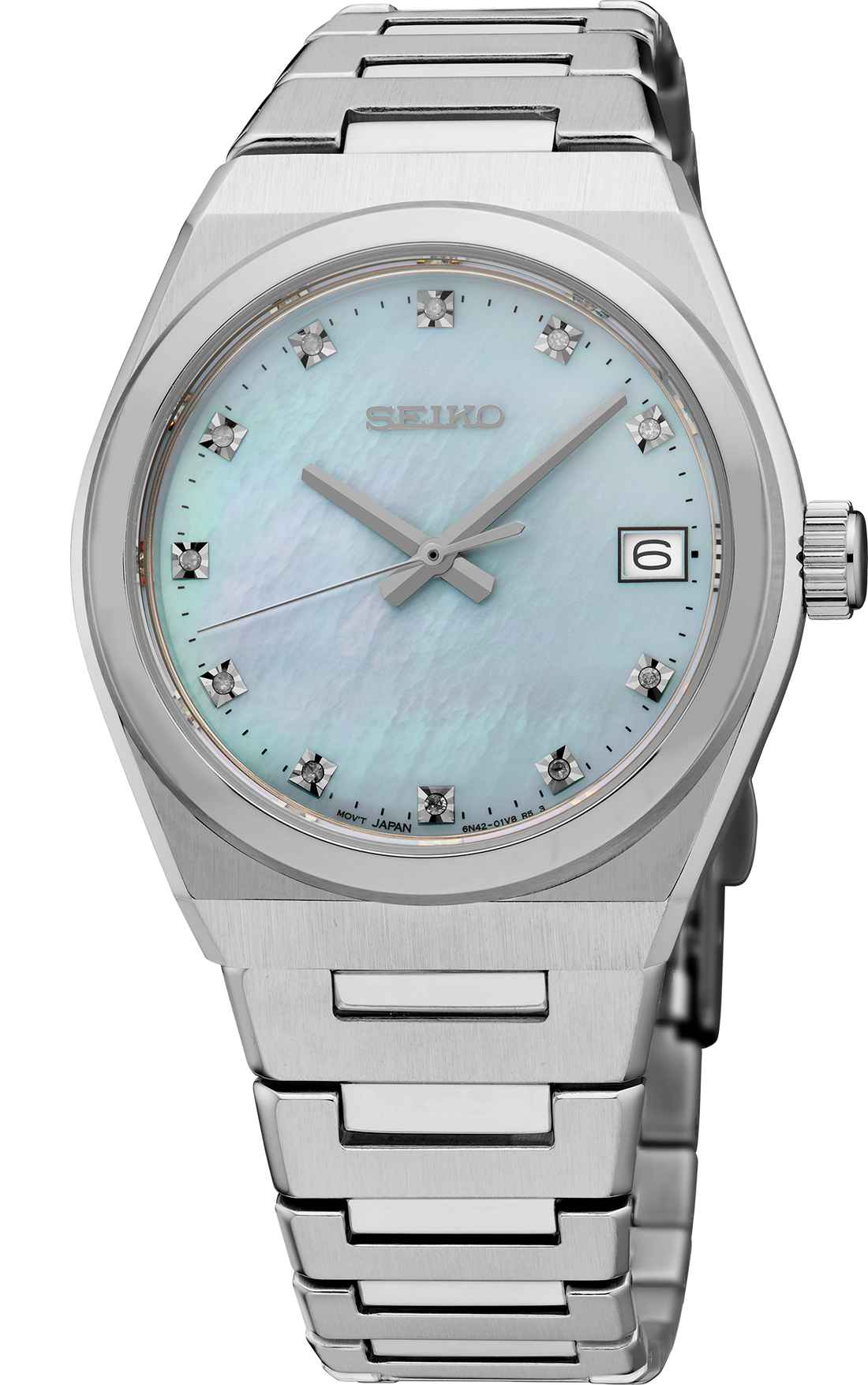 Seiko | SUR603 Diamonds SS Quartz Blue Mother of Pearl Dial