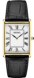 Seiko | SWR052 Seiko Essentials Quartz White Dial Black Leather Watch