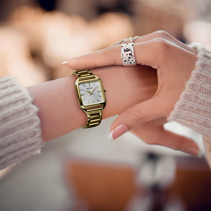 Seiko | Essentials SWR078 Ladies Square Gold Finish Watch