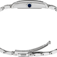 Silver watch with a blue gemstone on a white background