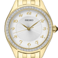 Seiko | Essentials Crystals Stainless Steel Gold Quartz White Dial Watch SUR394