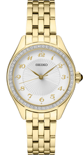 Seiko | Essentials Crystals Stainless Steel Gold Quartz White Dial Watch SUR394