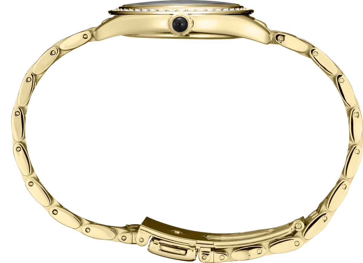 Seiko | Essentials Crystals Stainless Steel Gold Quartz White Dial Watch SUR394
