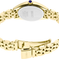 Gold watch with a white face on a white background