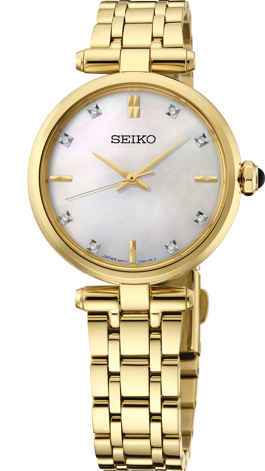 Seiko | Essentials Diamonds Gold Color Quartz Mother of Pearl Dial Women's Watch HGH008