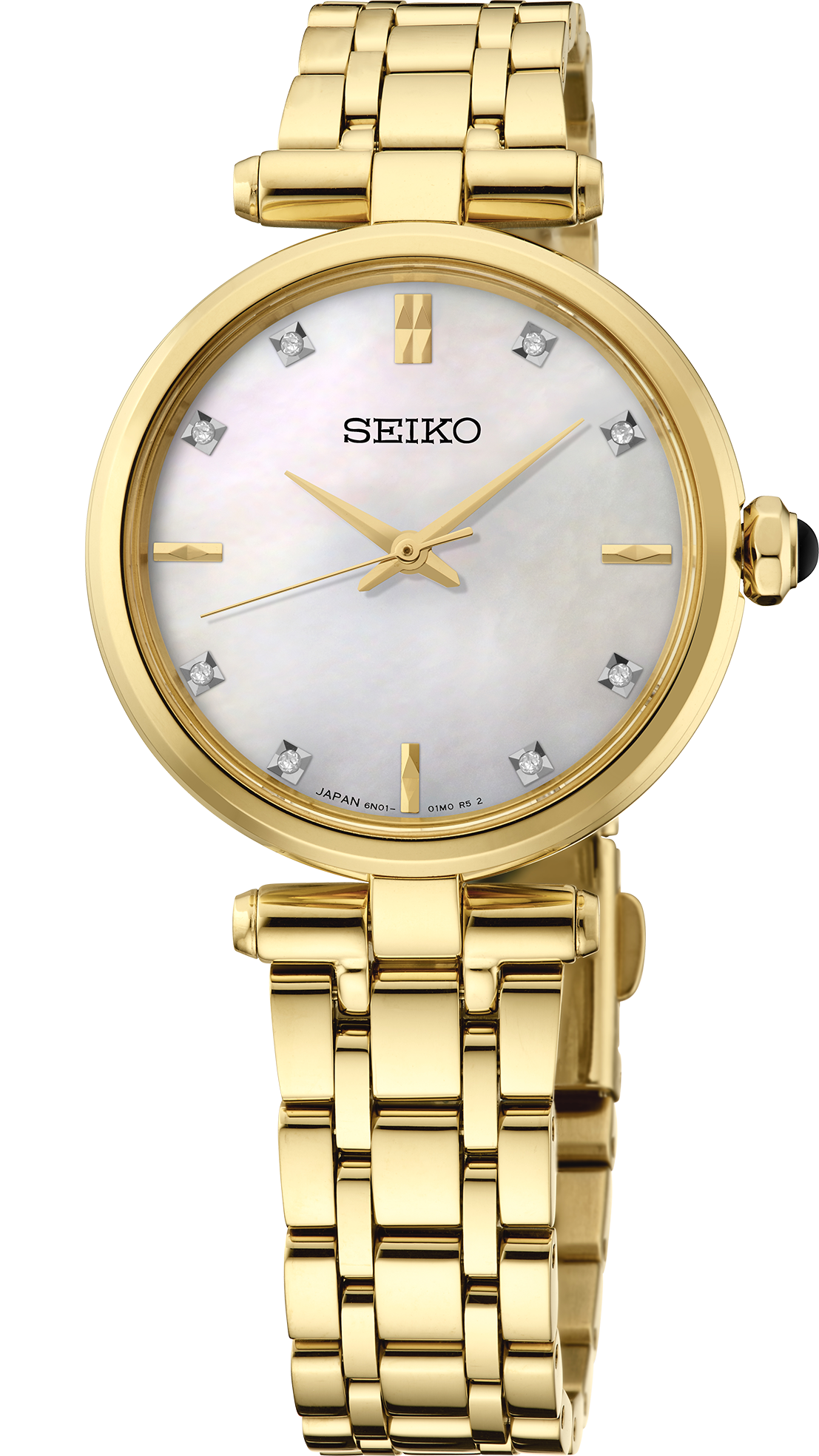 Seiko | Essentials Diamonds Gold Color Quartz Mother of Pearl Dial Women's Watch HGH008