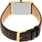 Seiko | Essentials Rectangular Case Quartz Brown Leather Strap Gold Dial Men's Watch SWR106