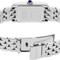Silver Seiko watch with a detailed metal band on a white background