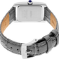 Seiko | Essentials Rectangular Case Roman Numeral Quartz Gray Leather Strap White Dial Women's Watch SWR099)