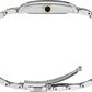 Silver watch with a blue gemstone on a white background