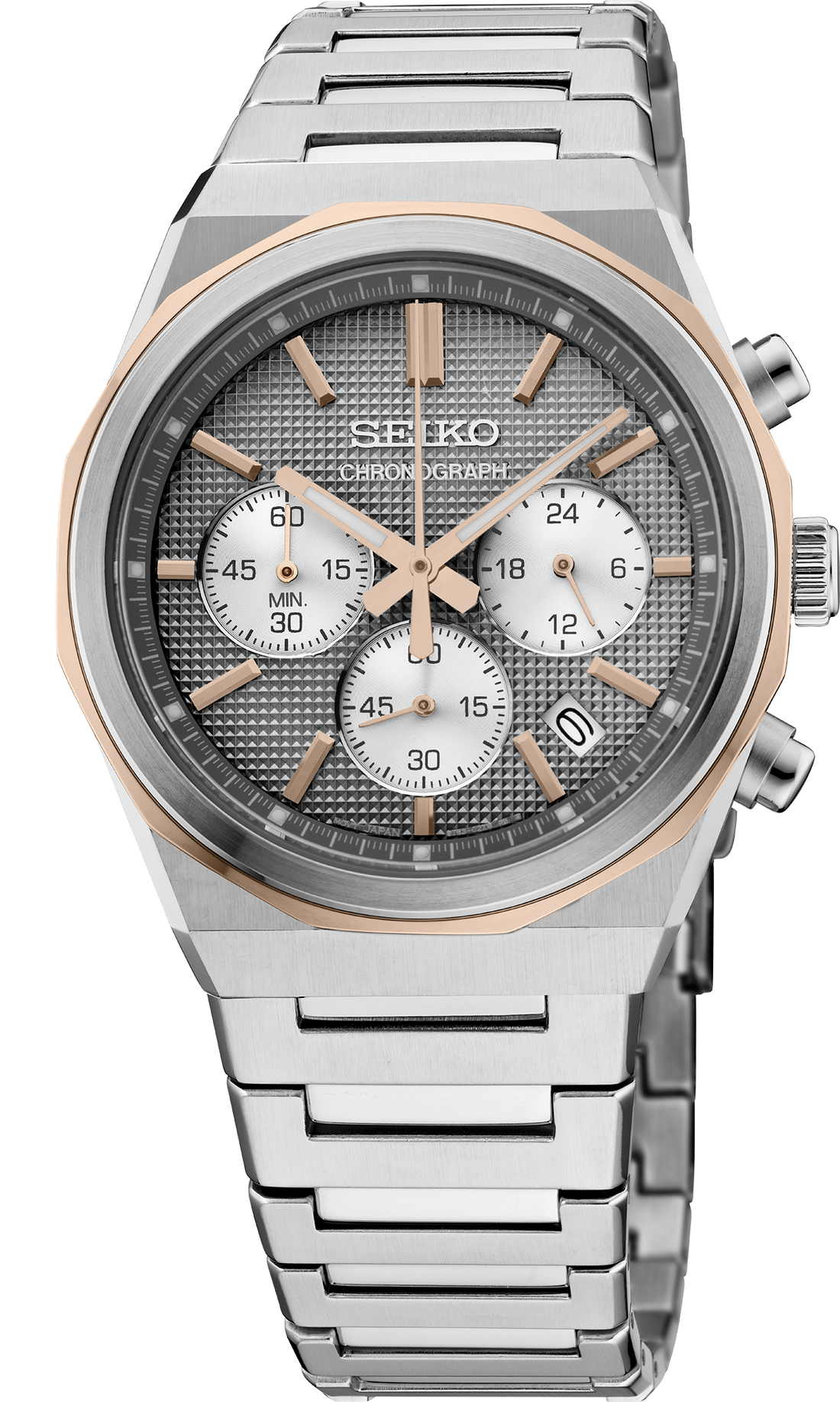 Seiko | Essentials Rose Gold TT Quartz Chronograph Gray Dial Men's Watch HGK002
