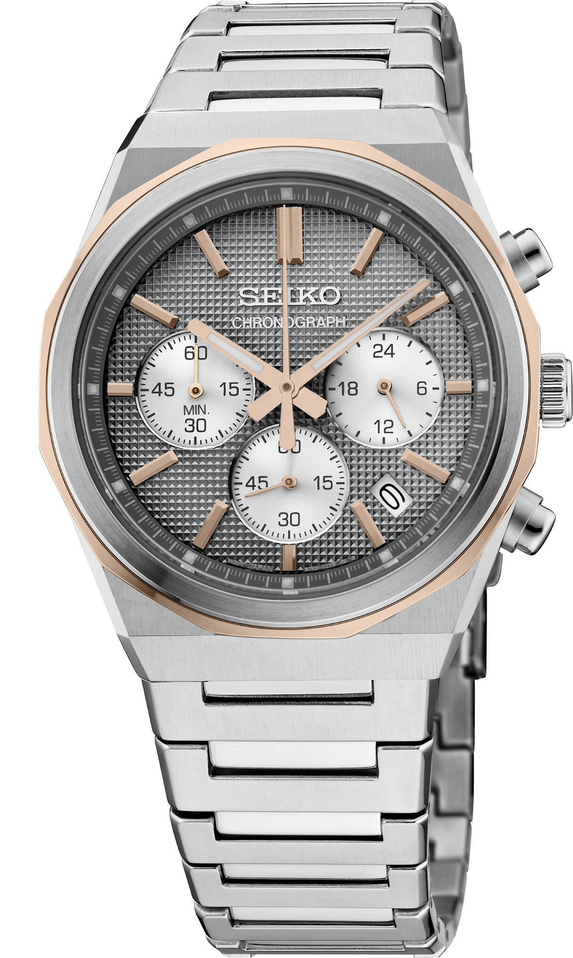 Seiko | Essentials Rose Gold TT Quartz Chronograph Gray Dial Men's Watch HGK002