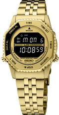 Seiko | Essentials Rotocall Digital Gold Dial Retro Men's Watch HFL003