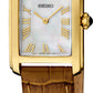 Seiko | Essentials Stainless Steel Brown Strap Quartz Mother of Pearl Dial Ladies Watch SWR100