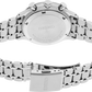 Silver Seiko watch with metal bracelet on a white background