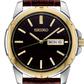 Seiko watch with brown leather strap on a white background