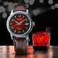 Seiko | Presage Cocktail Time Dark Brown Leather Strap Stainless Steel Red Dial Automatic Men's Watch SRPE41