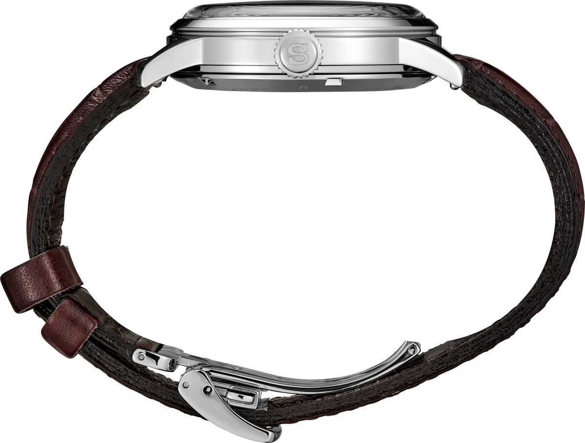 Seiko | Presage Cocktail Time GMT Dark Brown Leather Strap Stainless Steel Ivory Dial Automatic Men's Watch SSK041