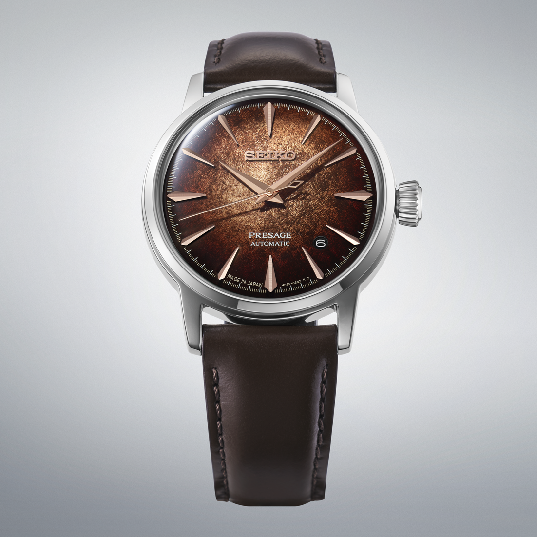 Seiko | Presage Cocktail Time Stainless Steel Automatic Brown Dial Men's Watch HCB003