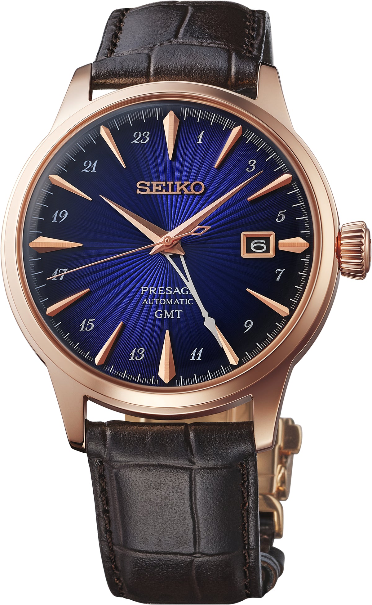 Seiko | Presage Cocktail Time Stainless Steel PGP Automatic GMT Blue Dial Men's Watch HCB005