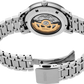 Silver Seiko watch with metal bracelet on a white background