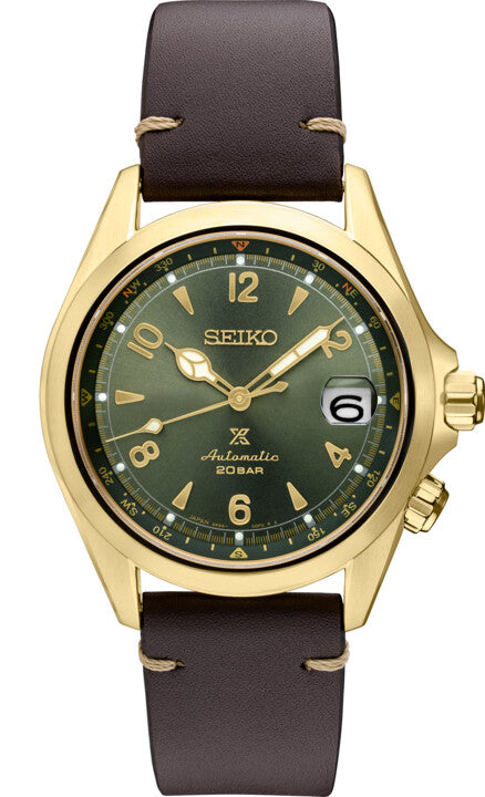 Seiko | SPB210 Prospex Luxe Alpinest SS Automatic Brown Leather Green Dial Watch